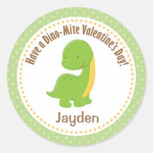 Dinosaur Valentine Stickers - Boys Green Dino-Milb (Vorderseite)