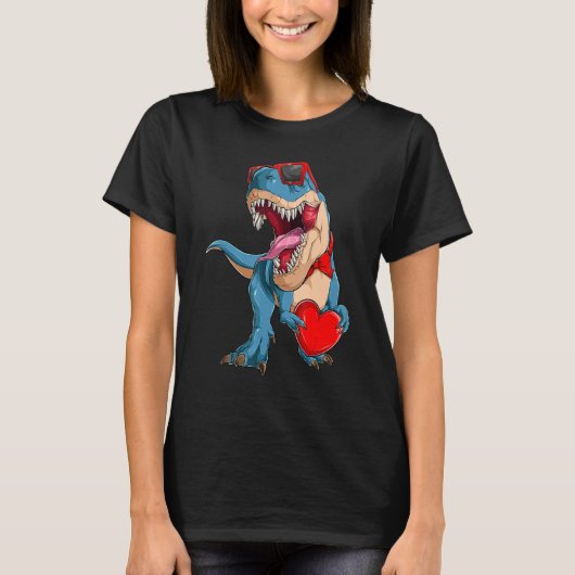 Dinosaur valentine trex valentines day mothers day T-Shirt (Vorderseite)
