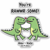 Dinosaur Valentines Aufkleber (Vorderseite)