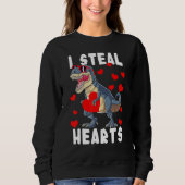 Dinosaur Valentines Day I Steal Hearts Rex Love Sweatshirt (Vorderseite)