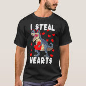 Dinosaur Valentines Day I Steal Hearts Rex Love T-Shirt (Vorderseite)