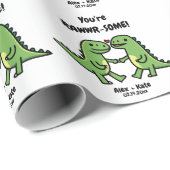 Dinosaur Valentines Geschenkpapier (Rolleneckpunkt)