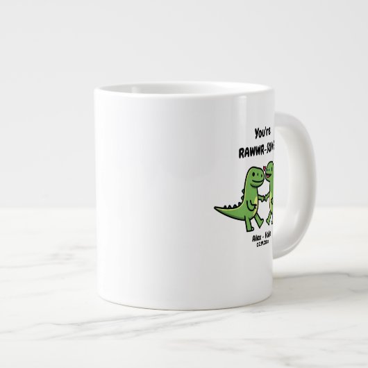 Dinosaur Valentines Jumbo-Tasse (Vorderseite Rechts)