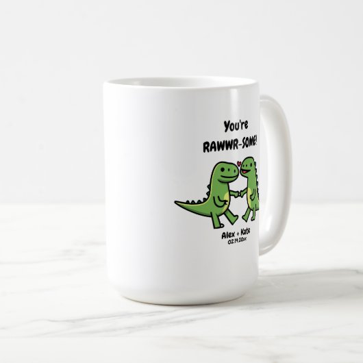 Dinosaur Valentines Kaffeetasse (VorderseiteRechts)