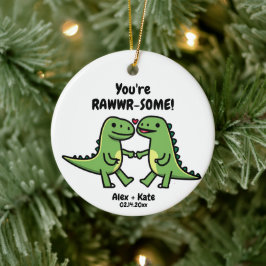Dinosaur Valentines Keramik Ornament