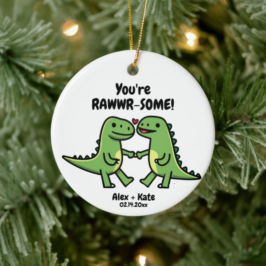Dinosaur Valentines Keramik Ornament (Baum)