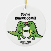 Dinosaur Valentines Keramik Ornament (Vorne)
