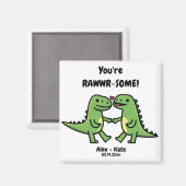 Dinosaur Valentines Magnet (Vorderseite/Rückseite)
