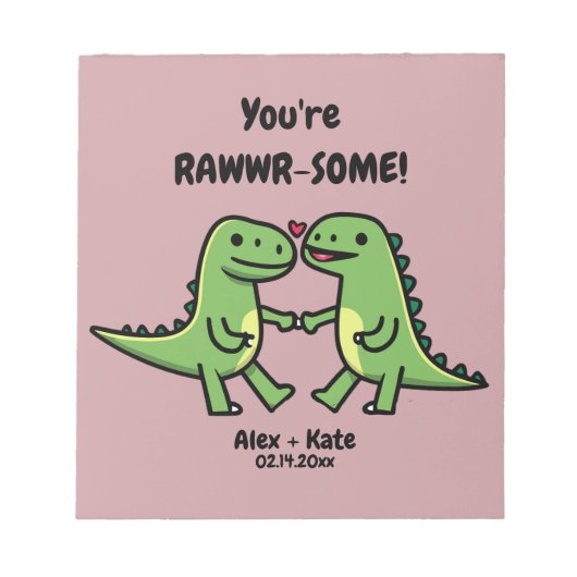 Dinosaur Valentines Notizblock (Vorderseite)