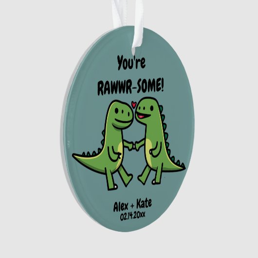 Dinosaur Valentines Ornament (Vorderseite)