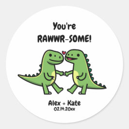 Dinosaur Valentines Runder Aufkleber
