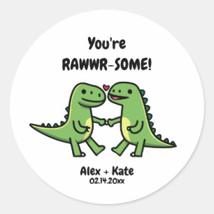 Dinosaur Valentines Runder Aufkleber