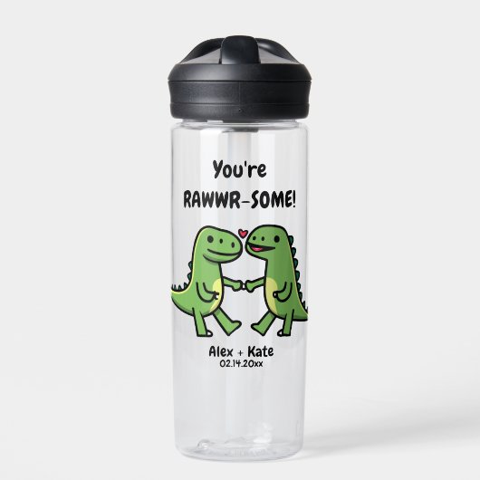 Dinosaur Valentines Trinkflasche (Vorderseite)