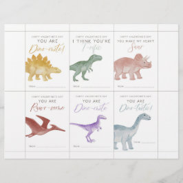 Dinosaur-Valentinskarten für Kinder Briefbogen