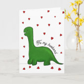 Dinosaur Valentinstag Mann Karte (Gelbe Blume)