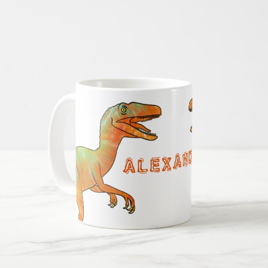 Dinosaur velociraptor Personalisiert Kaffeetasse (Vorderseite Links)