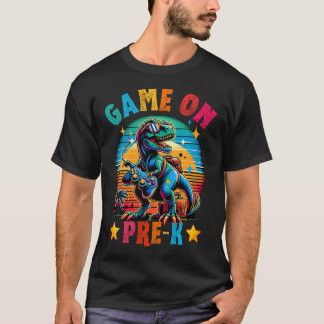 Dinosaur-Videospiele Zurück zur Schule Pre-K Junge T-Shirt