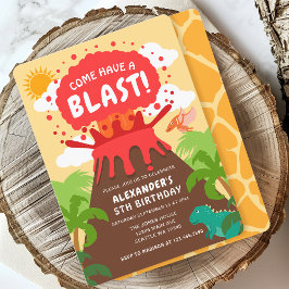 Dinosaur Volcano Kindergeburtstag Einladung