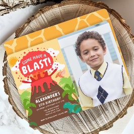 Dinosaur Volcano Kindergeburtstag Foto Einladung