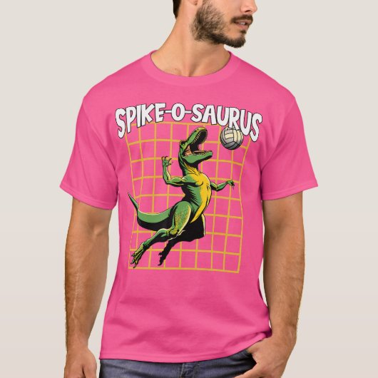 Dinosaur Volleyball Player Game Spikeosaurus Volle T-Shirt (Vorderseite)