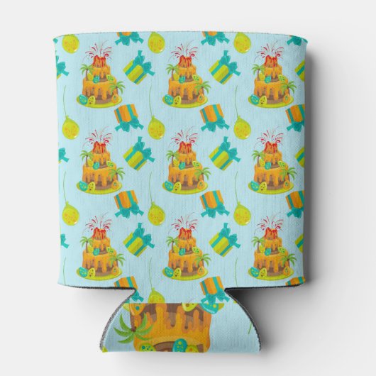 Dinosaur Vulkan Birthday Cake Dino Eggs Balloons Dosenkühler (Rückseite)