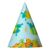 Dinosaur Vulkan Birthday Cake Dino Eggs Balloons Partyhütchen (Rückseite)