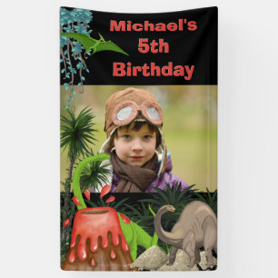 Dinosaur Vulkan Jungen Geburtstag Foto Banner