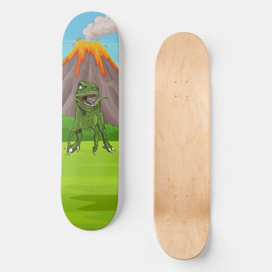Dinosaur Vulkan Vorhistorische Zeit Skateboard (Vorderseite)