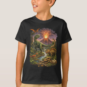 Dinosaur Vulkanausbruch Kinder T-Shirt