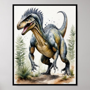 Dinosaur-Wasserfarbe-Allosaurus-Wandkunstplakat Poster