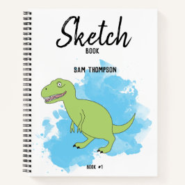 Dinosaur Watercolor Background Kids Sketchbook Notizblock