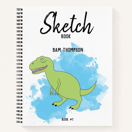 Dinosaur Watercolor Background Kids Sketchbook Notizblock (Vorderseite)