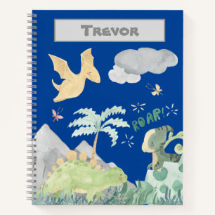 Dinosaur Watercolor Blue Notizblock