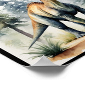 Dinosaur Watercolor Brachiosaurus Sauropod WallArt Poster (Ecke)