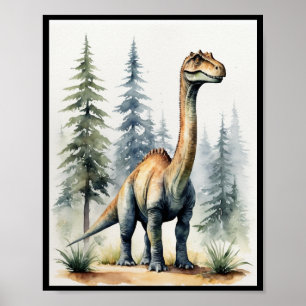 Dinosaur Watercolor Brachiosaurus Sauropod WallArt Poster