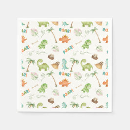 Dinosaur Watercolor Geburtstag Serviette