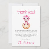 Dinosaur Watercolor Pink Baby Shower Dankeskarte (Vorderseite)