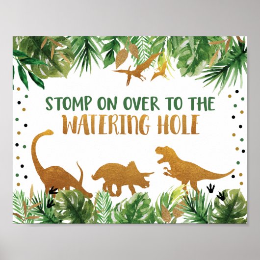 Dinosaur Watering Hole Geburtstagsschild Poster (Vorne)