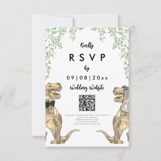 Dinosaur Wedding Antwort Website QR Code (Vorderseite)