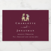 Dinosaur Wedding Burgundy & Cream Personalisiert Schaumweinetikett (Einzelnes Label)