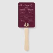 Dinosaur Wedding Ceremony Burgundy Wine Blush Pink Fächer (Rückseite)