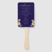 Dinosaur Wedding Ceremony Navy Blue Blush Pink Fächer (Vorderseite)