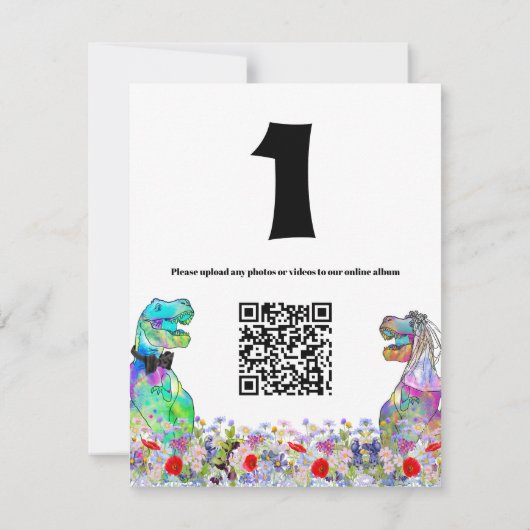 Dinosaur Wedding Colorful Wildblume QR Code (Rückseite)