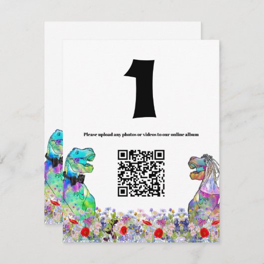 Dinosaur Wedding Colorful Wildblume QR Code (Vorne/Hinten)