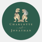 Dinosaur Wedding Custom Runder Aufkleber (Vorderseite)