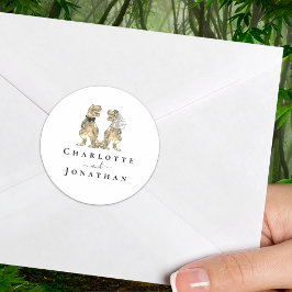 Dinosaur Wedding Custom Runder Aufkleber