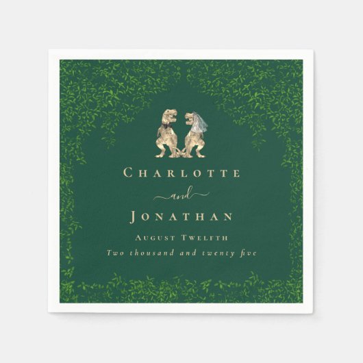 Dinosaur Wedding Dark Green Serviette (Vorderseite)