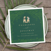 Dinosaur Wedding Dark Green Serviette