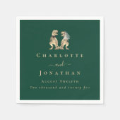 Dinosaur Wedding Dark Green Serviette (Vorderseite)