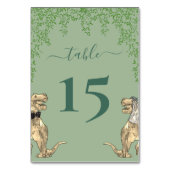 Dinosaur Wedding Foliage Sage Green Tischnummer (Rückseite)